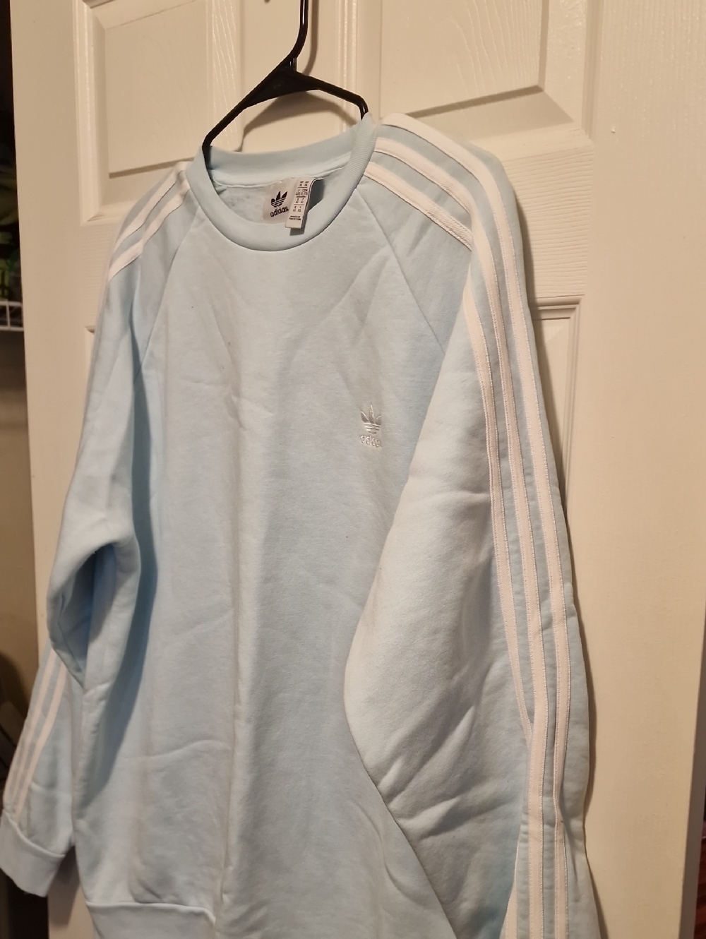 adidas Men's Light Blue Trefoil Crewneck Sweatshirt - Picture 2 of 4